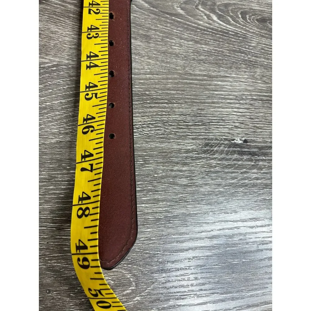 Men's Size 44 Dark Brown Genuine Leather Belt With Gold Tone Buckle Western
